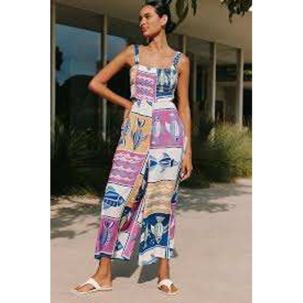 Celandine Piper Bandeau Cutout Jumpsuit Anthropologie Wide Leg Small resortwear